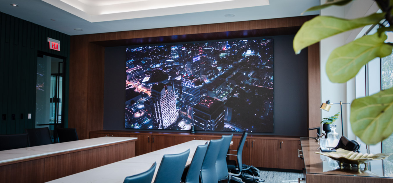 LED display in corporate meeting room at United Bank
