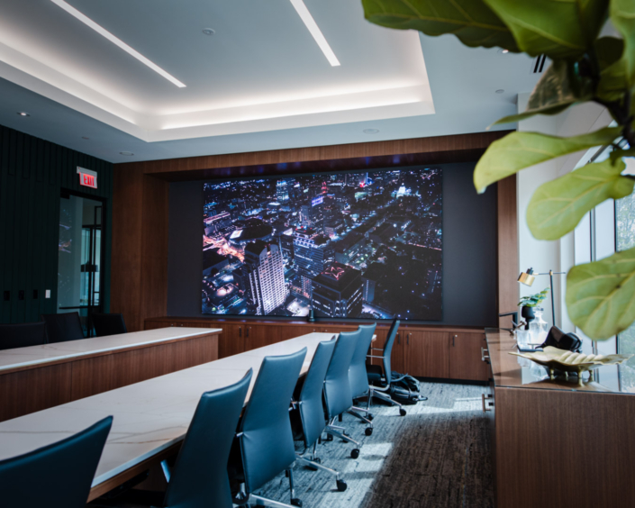 LED display in corporate meeting room at United Bank